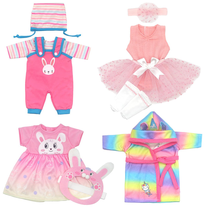 Puppenkleidung Puppenkleider Set mit Stirnband und Hut 4-Packungen für 30-36 cm Puppen (Keine Puppe)