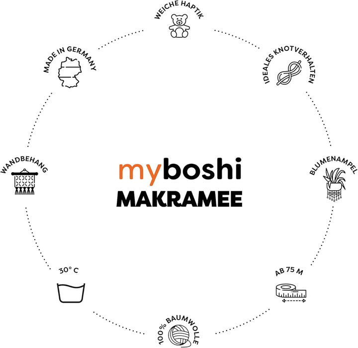 myboshi Makramee-Garn, geflochten 4mm, Made in Germany, Naturgarn, das Kreativgarn für orientalische