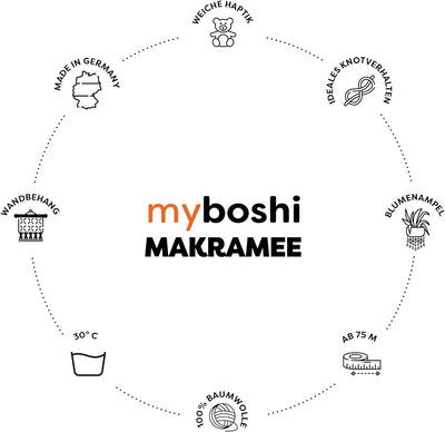 myboshi Makramee-Garn, geflochten 4mm, Made in Germany, Naturgarn, das Kreativgarn für orientalische