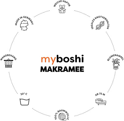 myboshi Makramee-Garn, geflochten 4mm, Made in Germany, Naturgarn, das Kreativgarn für orientalische