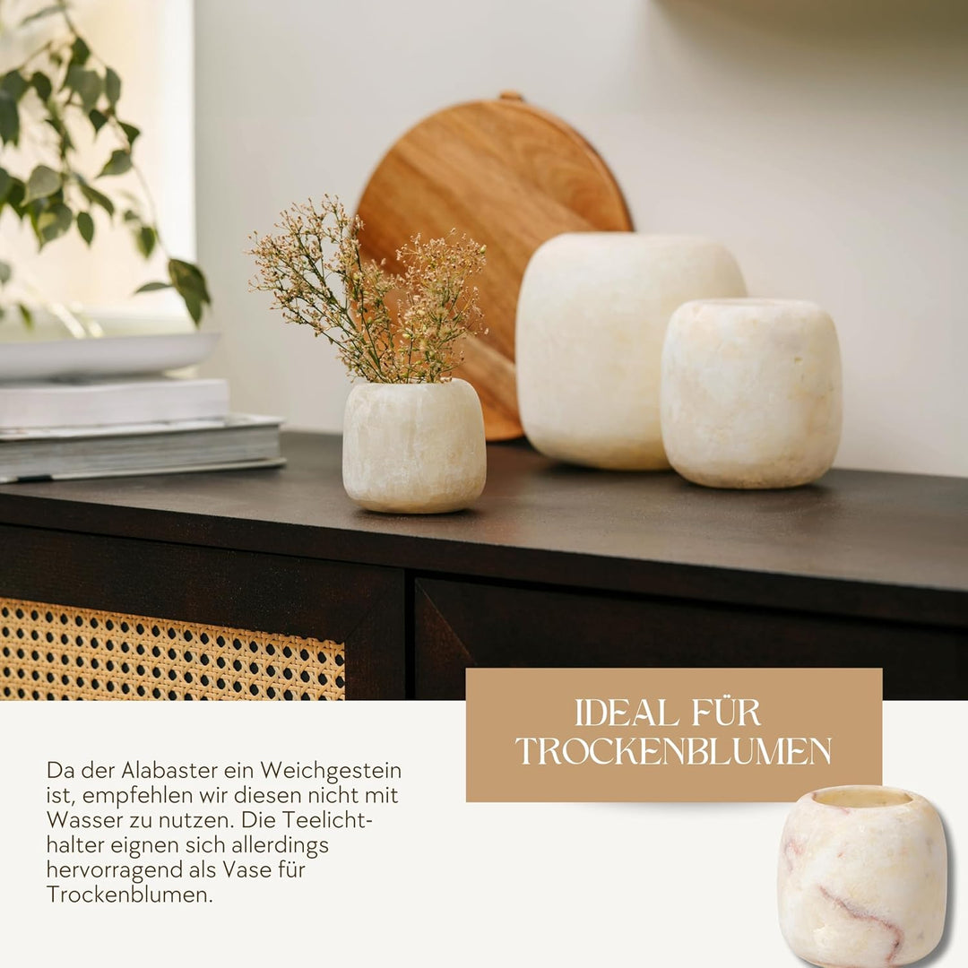YVELLO. DESIGN Kerzenhalter/Teelichthalter aus Alabaster-Stein - Handgefertigt in Ägypten - Variante