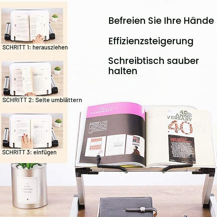 Buchstaender - Winkel einstellbar leseständer höhenverstellbar, Kochbuchhalter mit Aluminiumarmen un