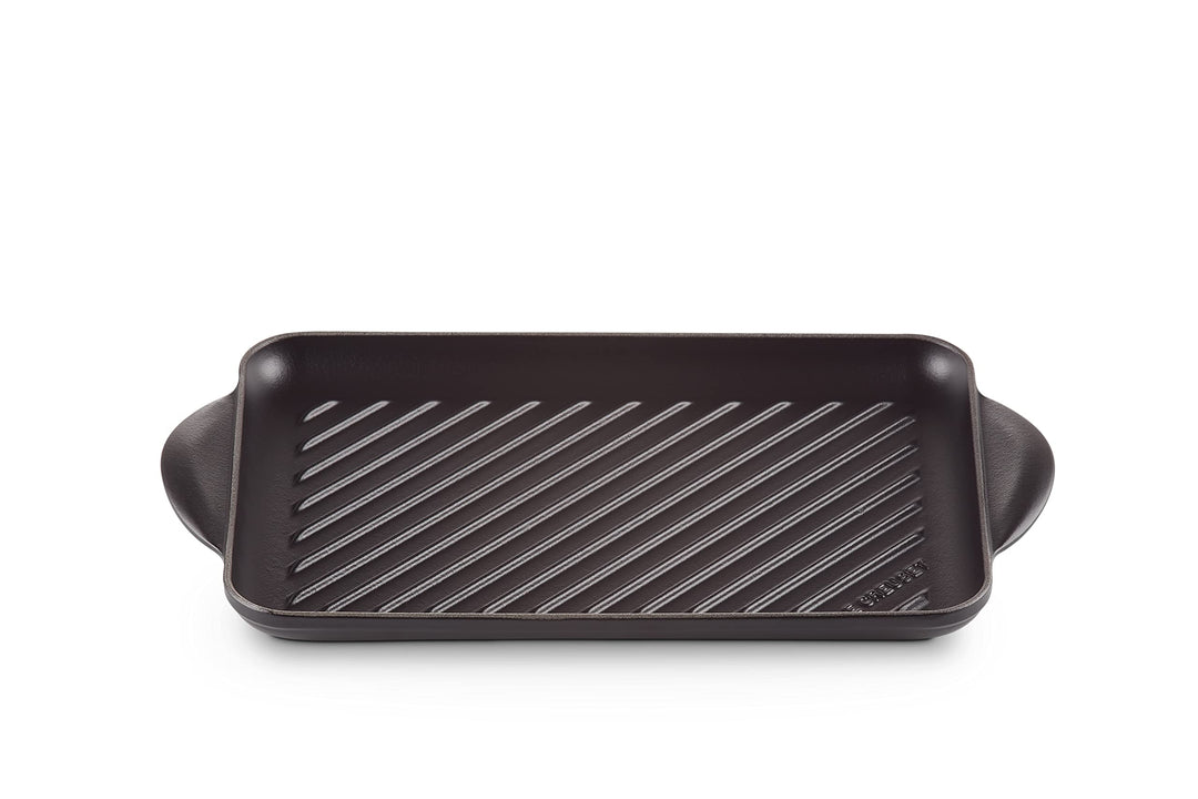 LE CREUSET Rechteckige Grillplatte aus Gusseisen, Für alle Herdarten inkl. Induktion geeignet, Schwa