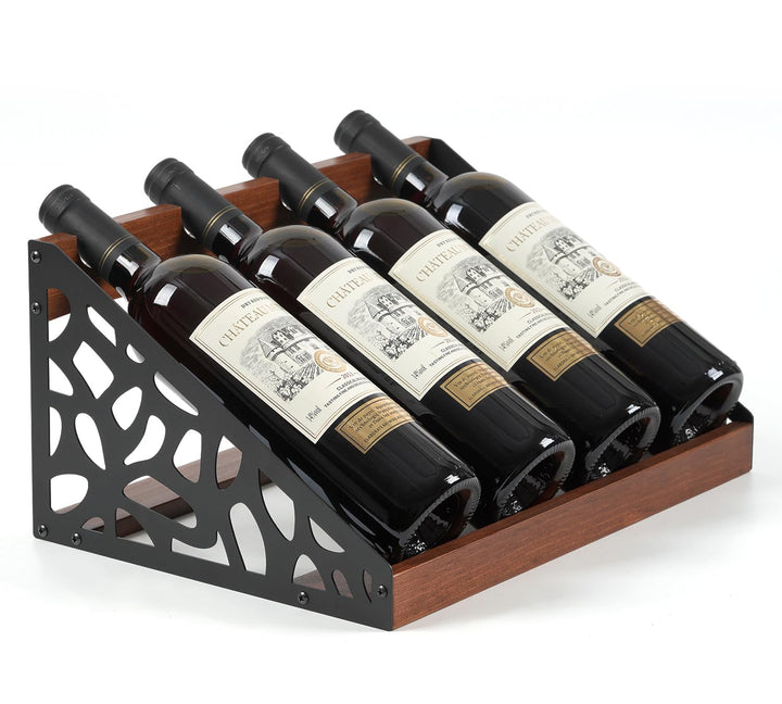 Rustikales Weinregal Holz für Tisch, Flaschenregal für 4 Flaschen, Vintage-Design, 36x24x17 cm, Wein