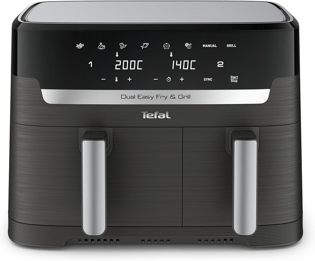 Tefal EY905B10, Easy Fry & Grill Dual XXL, 8,3 L, Edelstahl, Doppelschubladen, Kombi-Luftfritteuse u