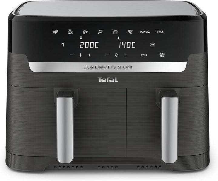 Tefal EY905B10, Easy Fry & Grill Dual XXL, 8,3 L, Edelstahl, Doppelschubladen, Kombi-Luftfritteuse u