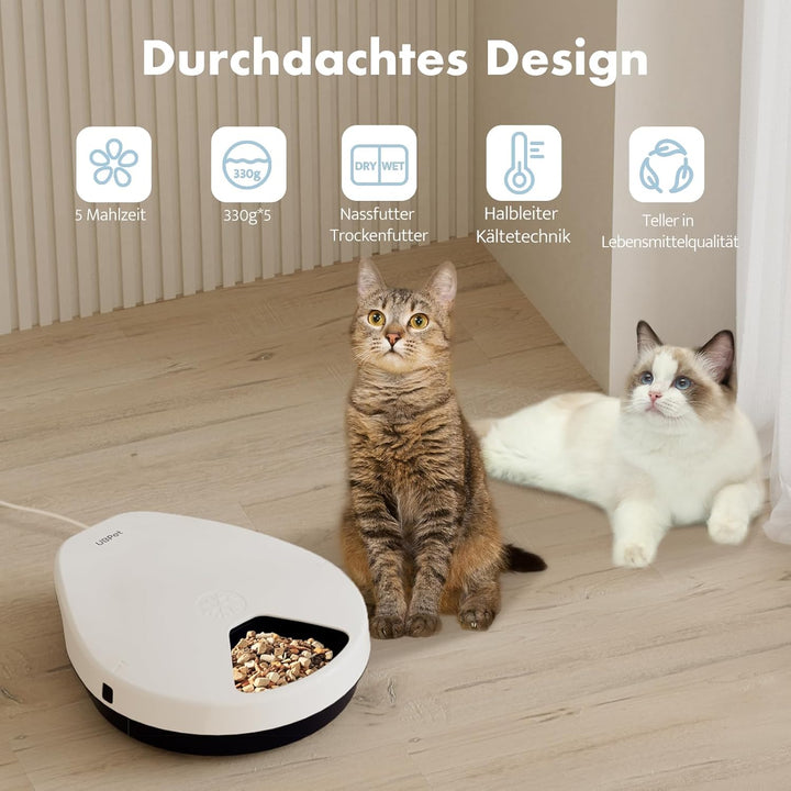 UBPET F10 Futterautomat Katze Nassfutter mit Kühlung, Halbleiter Kühlung, Timing-Funktion Futterauto