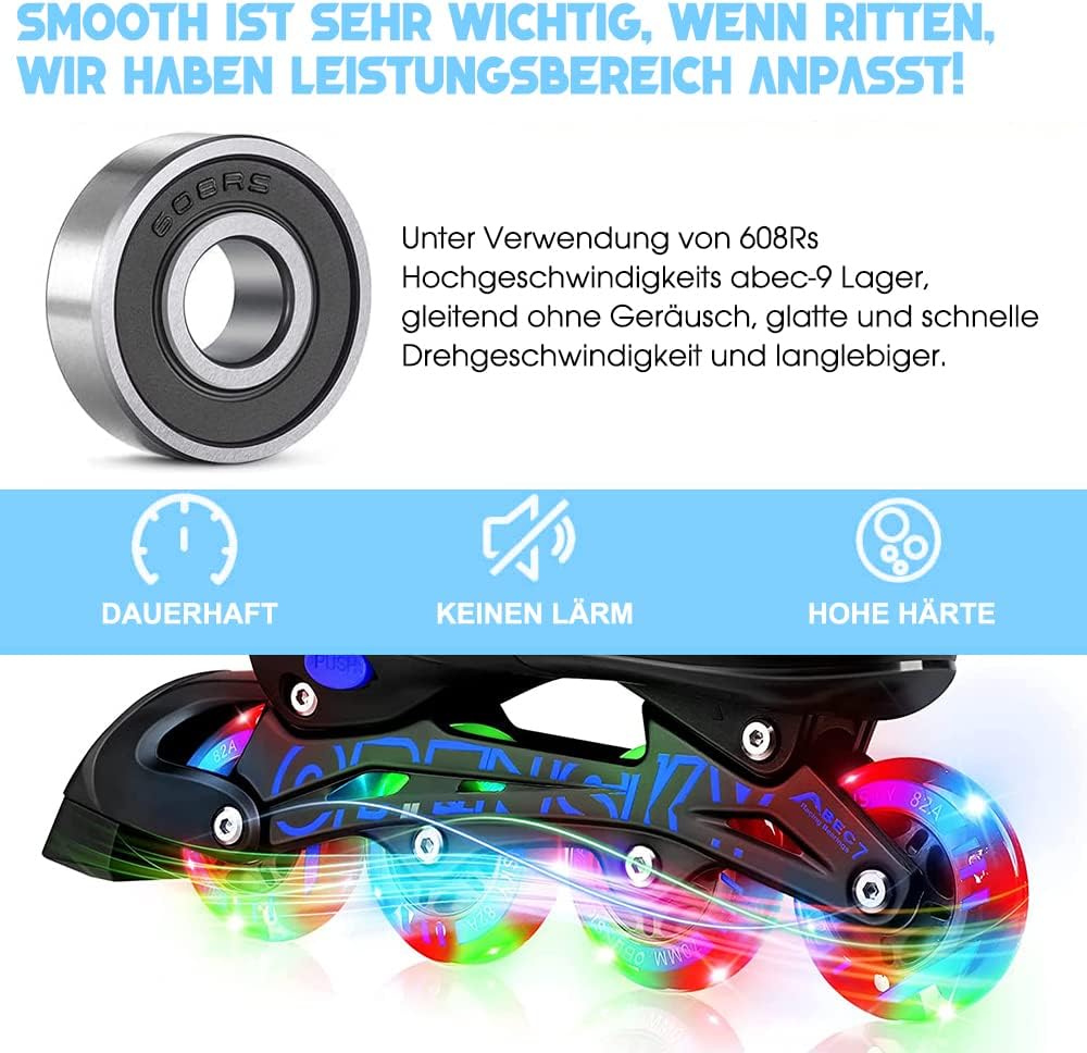 8 Pack Leuchtende Inline Skate Rollen - 64mm 72mm 76mm 80mm led Inliner Skate Räder mit kugellager A