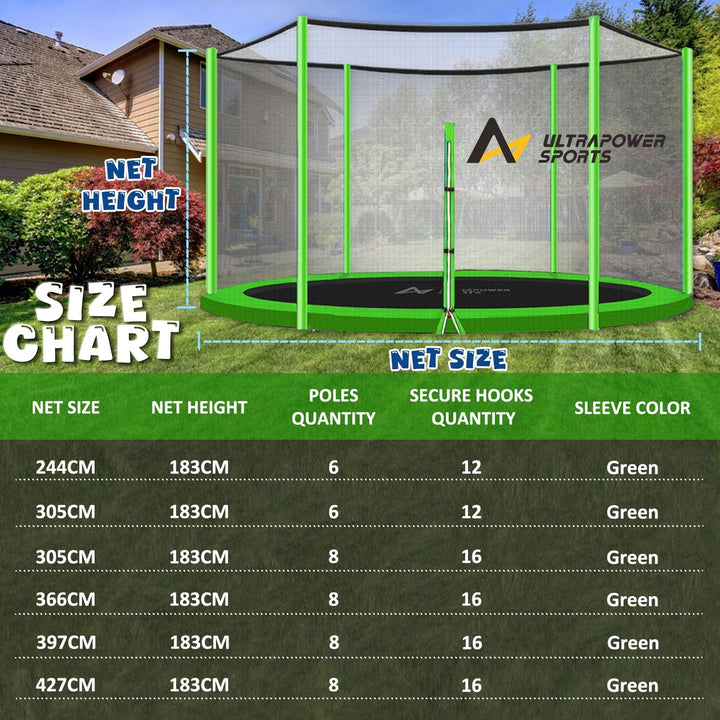 ULTRAPOWER SPORTS Ersatznetz Sicherheitsnetz Trampolinnetz für Trampolin Ø 244 305 366 430 cm 305cm