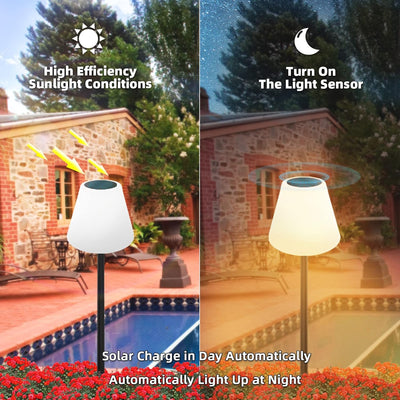 Solar Stehlampe Outdoor&Innen Outdoor Stehlampe mit Lichtsensor Dimmbar Outdoor Lampe Warmweiss RGB