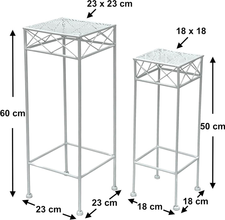DanDiBo Blumenhocker Weiss Metall Eckig Blumenständer 96314 2er Set Beistelltisch Blumensäule Modern