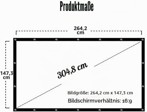 OWill Beamerleinwand 16:9 HD faltbar für Heimkino Indoor Outdoor (120 Zoll), 120 Zoll