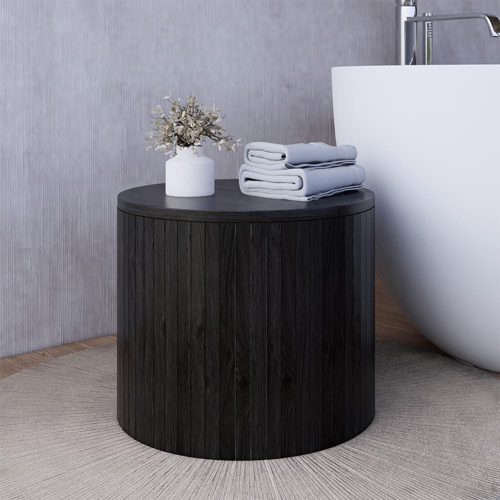 Vicco Couchtisch Tavilo, Eiche/Schwarz, 38 x 38 cm, mit Liftfunktion und Abnehmbarer Seitenwand Oak/