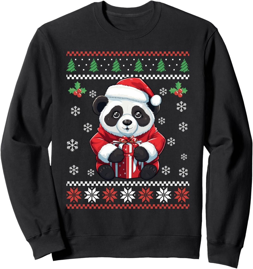 Pandabär-Weihnachtspullover für Erwachsene und Kinder Sweatshirt