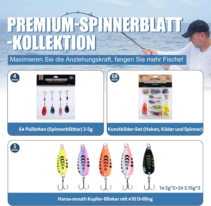 Goture 209-Teilig Forellenköder Set, Angelköder Set mit herausnehmbarer Köderbox, Forellen Angeln Zu