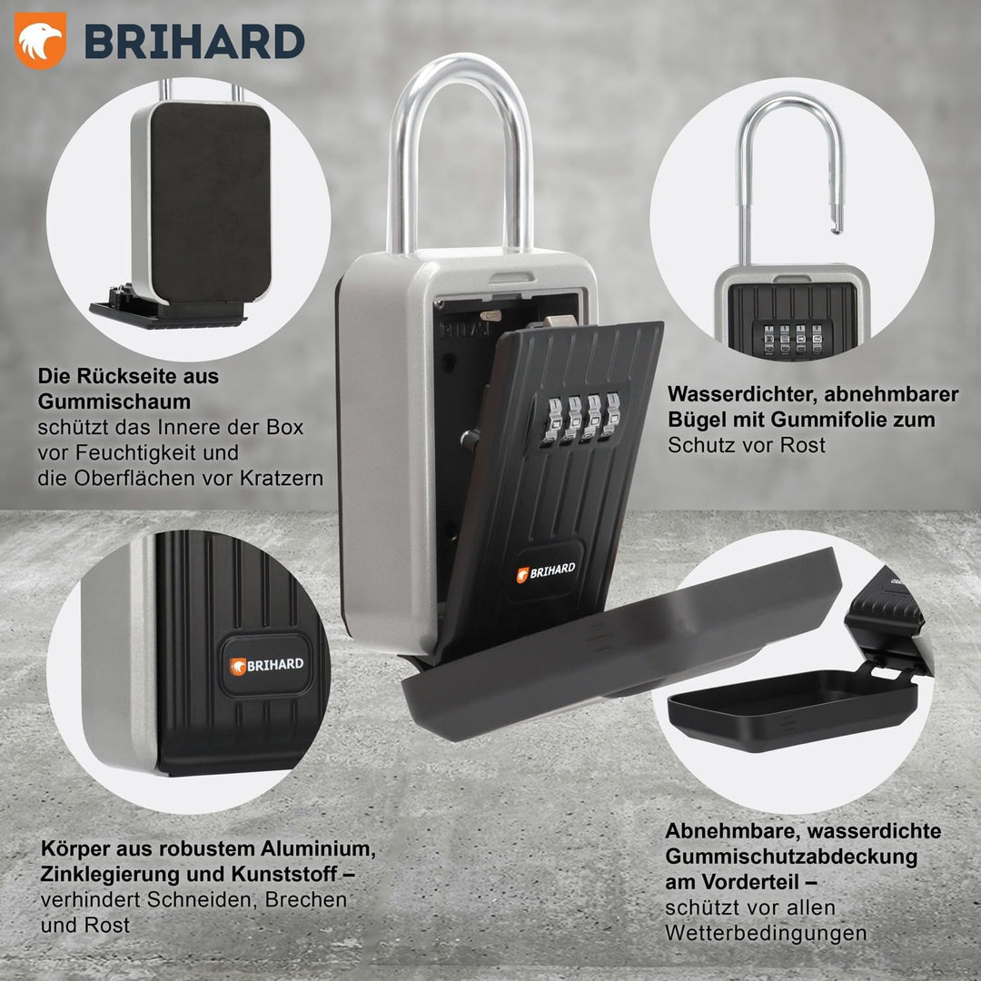 Brihard Key Lock Box All Season mit wasserdichter Abdeckung, tragbar mit Bügel oder an der Wand mont