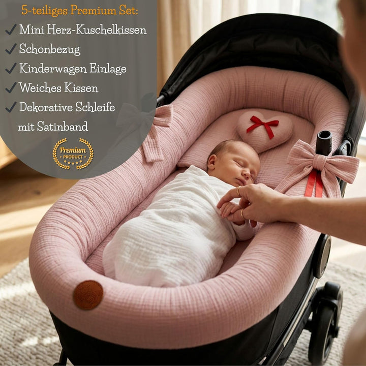 Stubenwagen Umrandung Musselin - Nestchen für Kinderwagen und Buggy Babybett Zubehör Babywanne und K