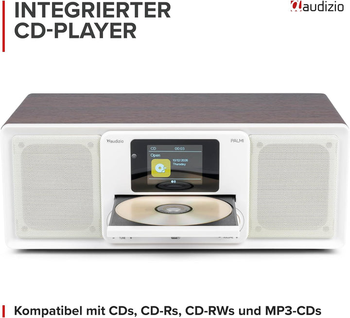 Audizio Palmi - DAB Radio mit CD Player - 60 Watt Stereoanlage mit Bluetooth 5.0, USB &amp; Equalizer, W