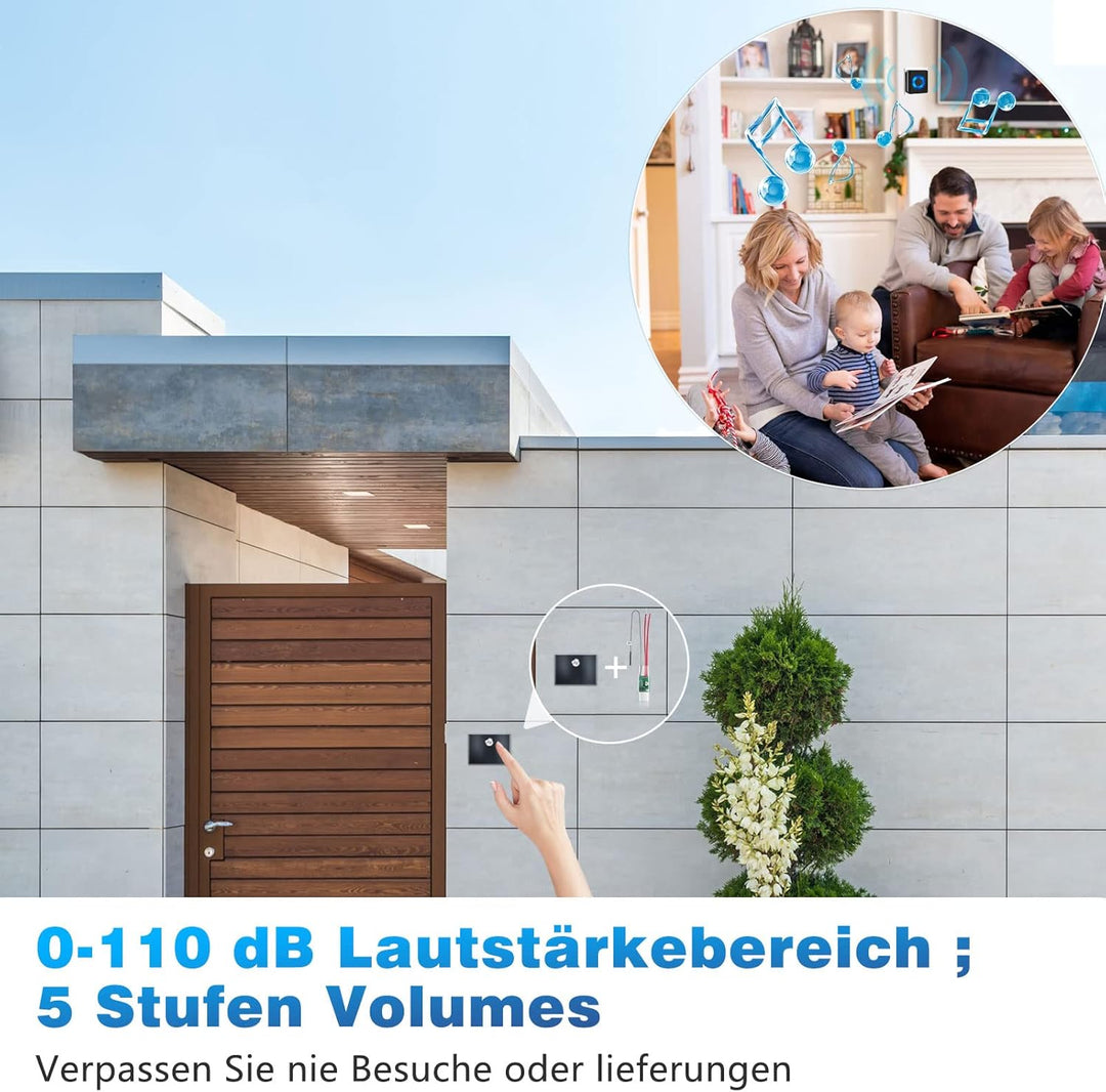 Satisure Funksignal Weiterleitung, 3 Empfänger 1 Sender Türklingel Weiterleitung Funk Klingelanlagen