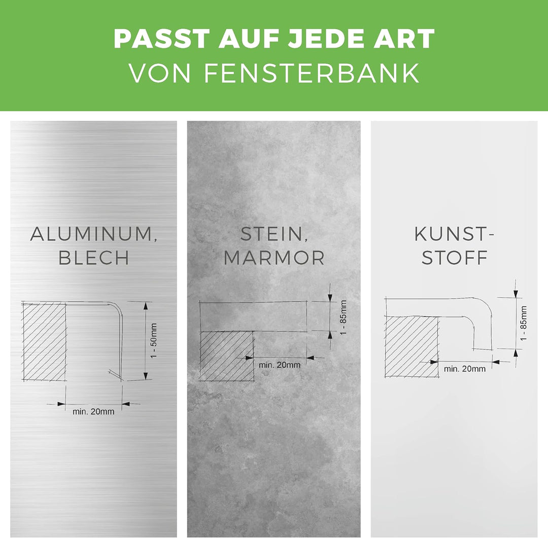 GREEN CREATIONS Blumenkastenhalterung masu Basis-Set passt auf Jede Fensterbank von 78 cm bis 140 cm