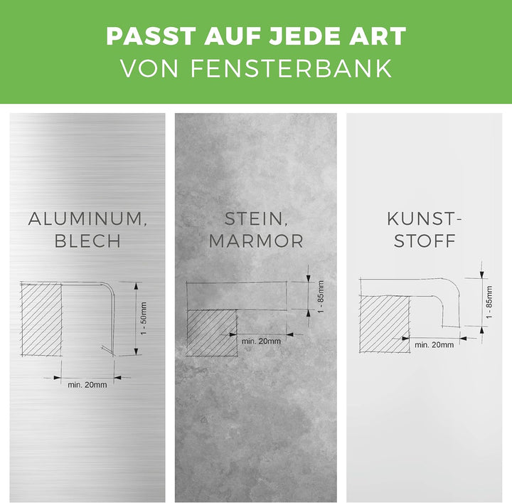 GREEN CREATIONS Blumenkastenhalterung masu Basis-Set passt auf Jede Fensterbank von 78 cm bis 140 cm