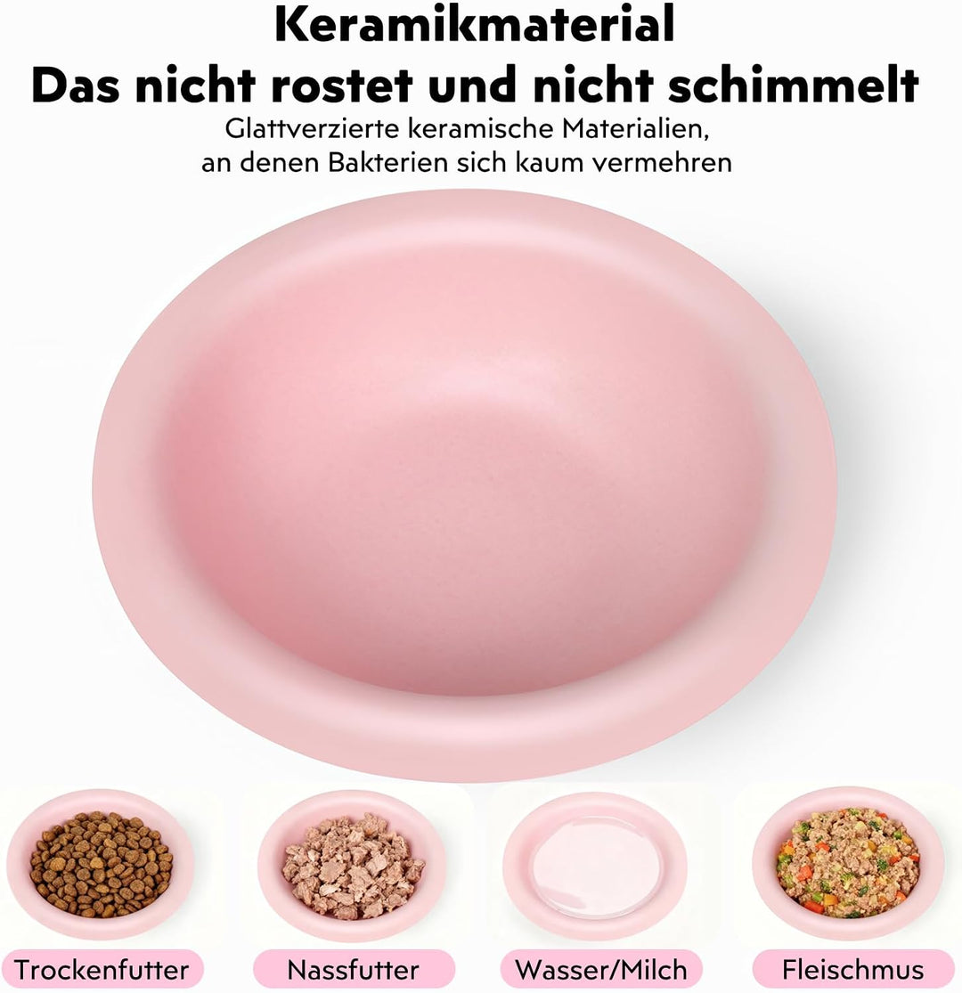 2er Set Keramik Katzennapf erhöht – Zervixschonender Futternapf mit Abnehmbarer Schale, doppelte Fre