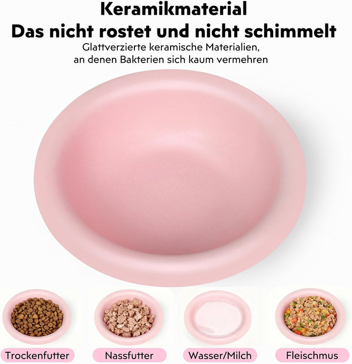 2er Set Keramik Katzennapf erhöht – Zervixschonender Futternapf mit Abnehmbarer Schale, doppelte Fre