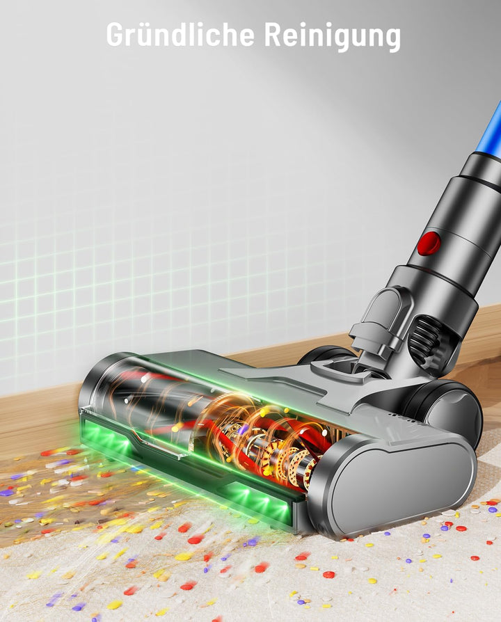 Akku Staubsauger, 50KPA/600W/70Mins Staubsauger Kabellos mit Selbststehend, 1,8L Grosser Staubbecher