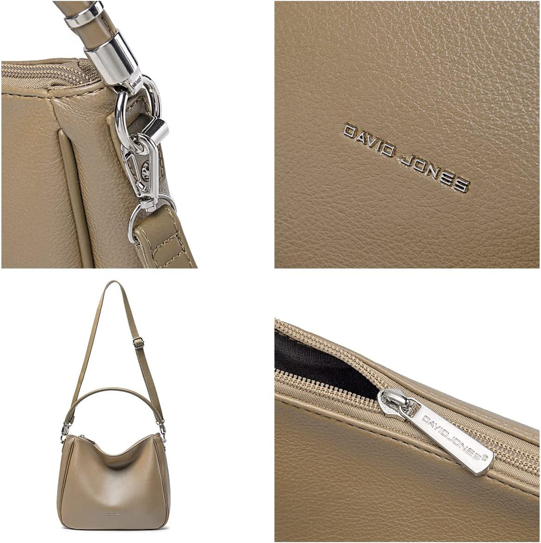 David Jones - Damen Schultertasche Hobo - Frau Umhängetasche PU Leder - Handtasche Top Griff Lange H