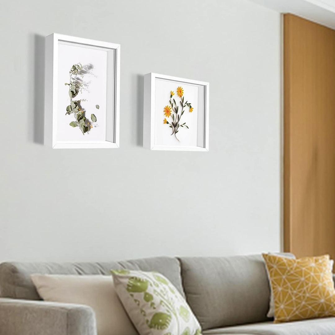 sunmeg 2Pcs 3D Bilderrahmen zum Befüllen 30 x 30cm Bilderrahmen Tief 3D Objektrahmen Hölzern bis 3cm