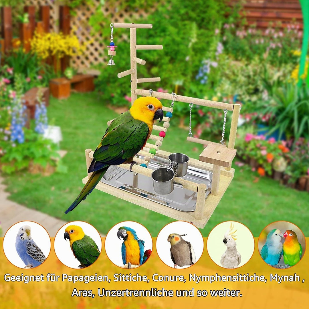 Wellensittich Spielplatz Vogel-Spielplatz, Papageienspielständer Mit Feeder Cup Und Tablett, Vogel-P