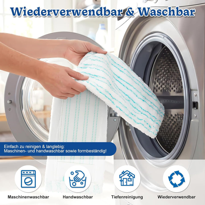 Ersatzbezug für Leifheit Bodenwischer: Profi XL Micro Duo/Cotton Plus, 4 Stück Wischmopp Bezug für L