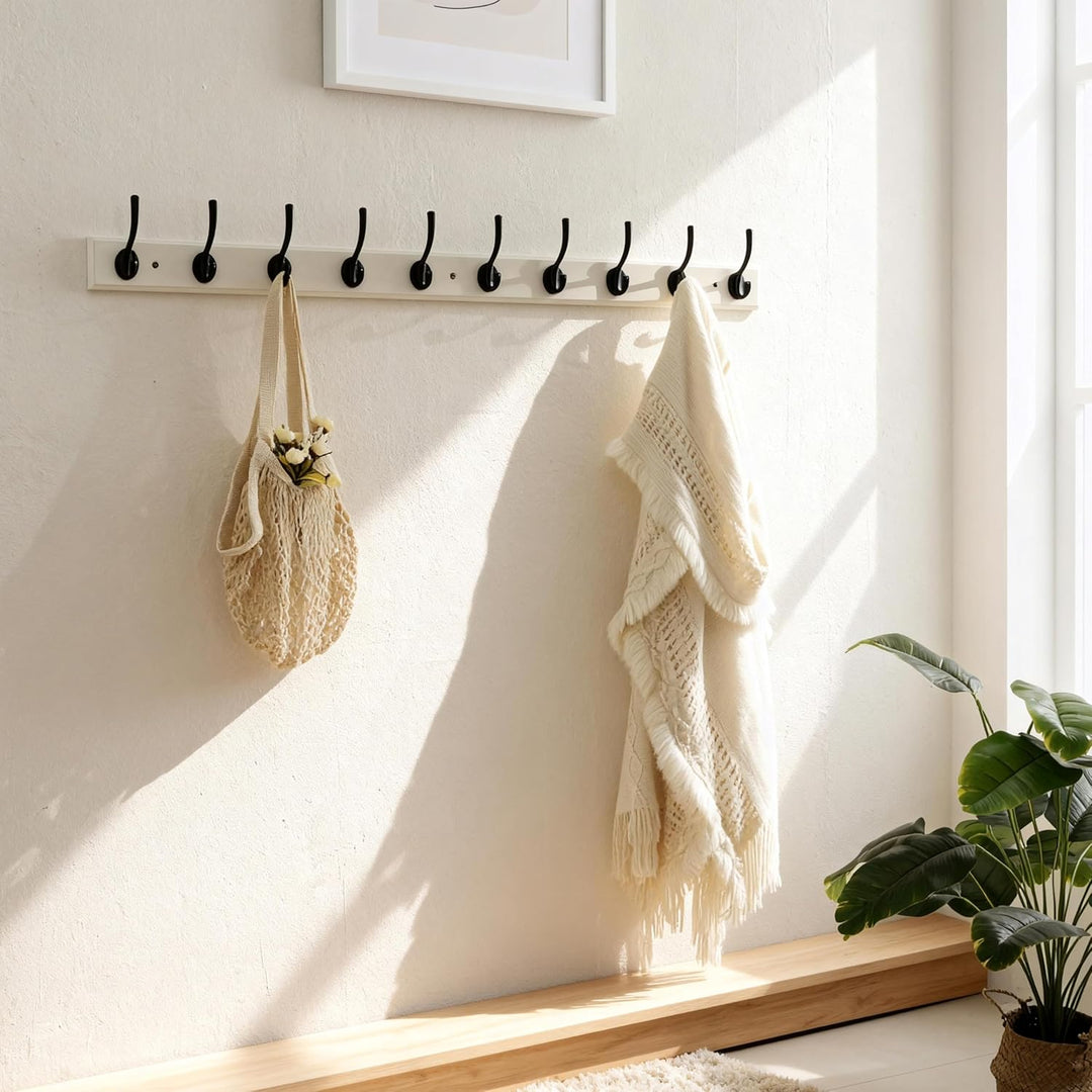 Dseap Garderobenleiste: 97cm lang robuste hakenleiste mit 10 haken, kleiderhaken wand, wandgarderobe