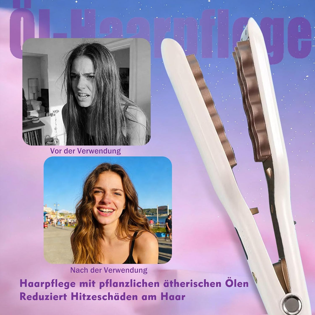 Kabelloses Glätteisen 2-in-1 mit Powerbank-Funktion, 5000mAh Akku, 30S Sekunden Schnellaufheizung, 1