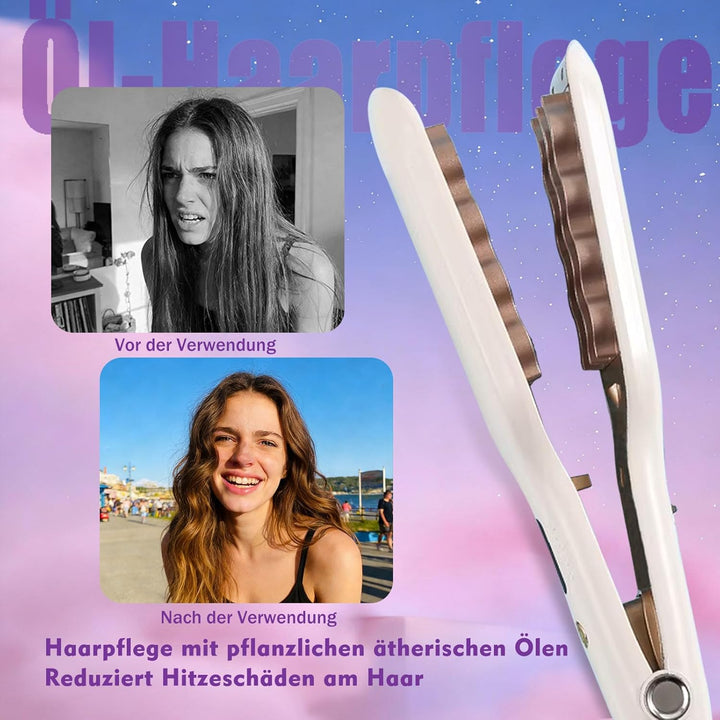 Kabelloses Glätteisen 2-in-1 mit Powerbank-Funktion, 5000mAh Akku, 30S Sekunden Schnellaufheizung, 1