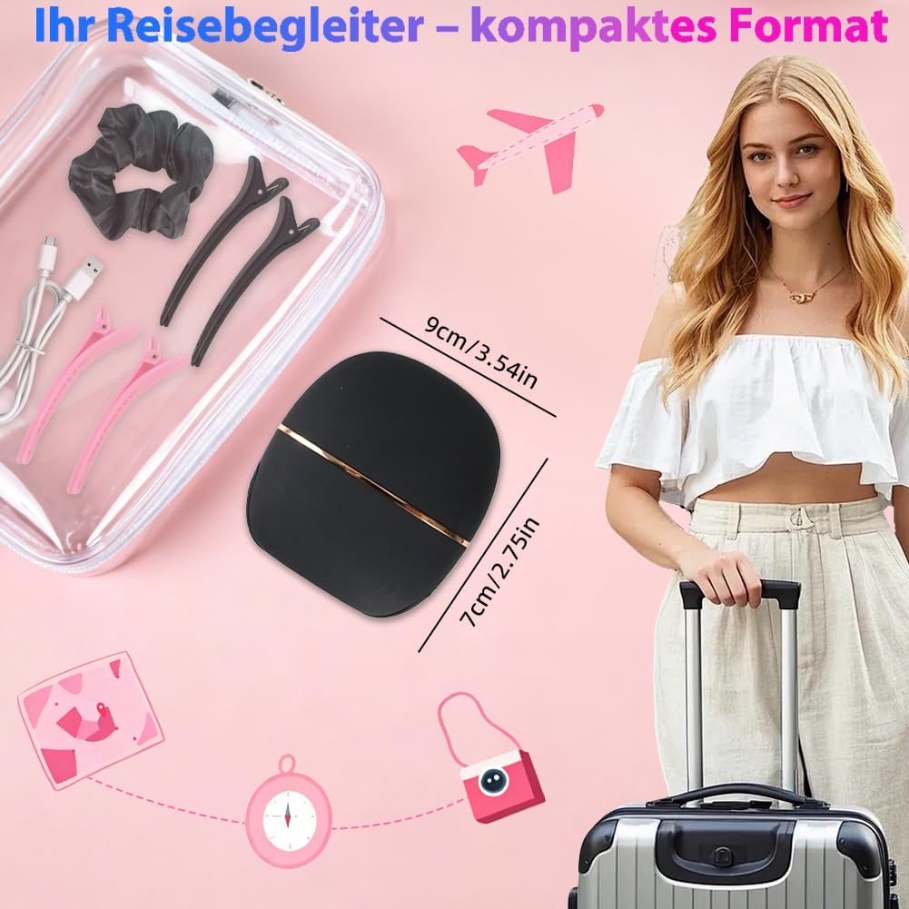 Mini Glätteisen Kabellos, 3 Temperaturstufen Haarglätter Bürste, Wiederaufladbare Tragbare Glättbürs