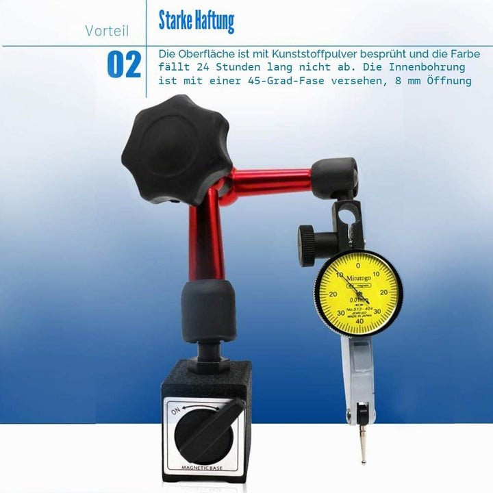 Messuhr mit Magnethalter 0~0,8 mm Magnet-Messstativ mit Messuhr Metall Flexible Starke Magnetische S