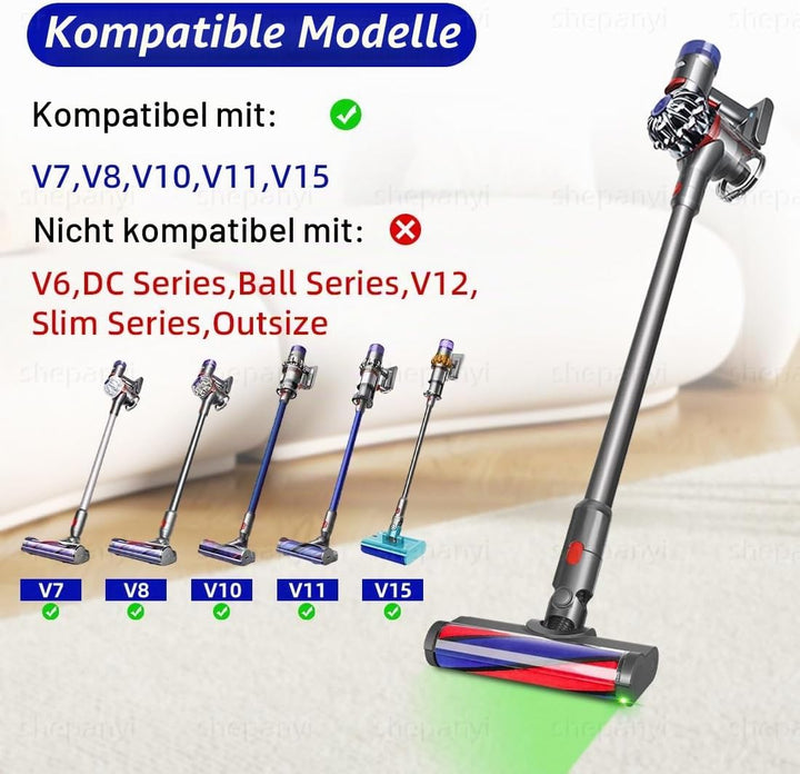 LED-beleuchtete Soft-Roller-Bodendüse, Bürstenkopf kompatibel mit Dyson V7/V8/V10/V11/V15 Staubsauge