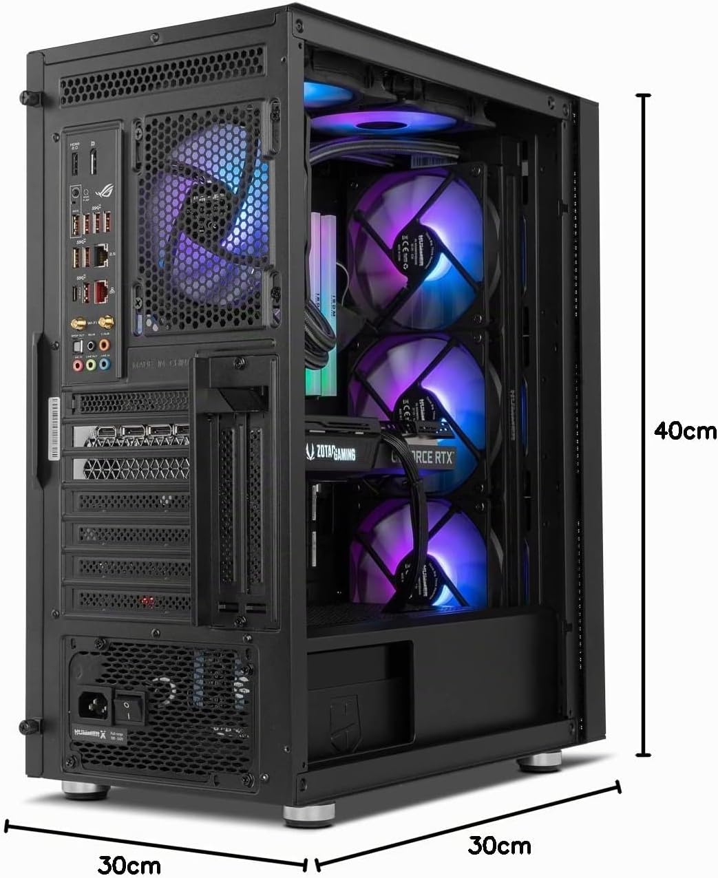 NOX Hummer Horus - NXHUMMERHORUS, Micro-ATX, ATX, Seitenwand und Frontseite aus gehärtetem Glas, 4 A
