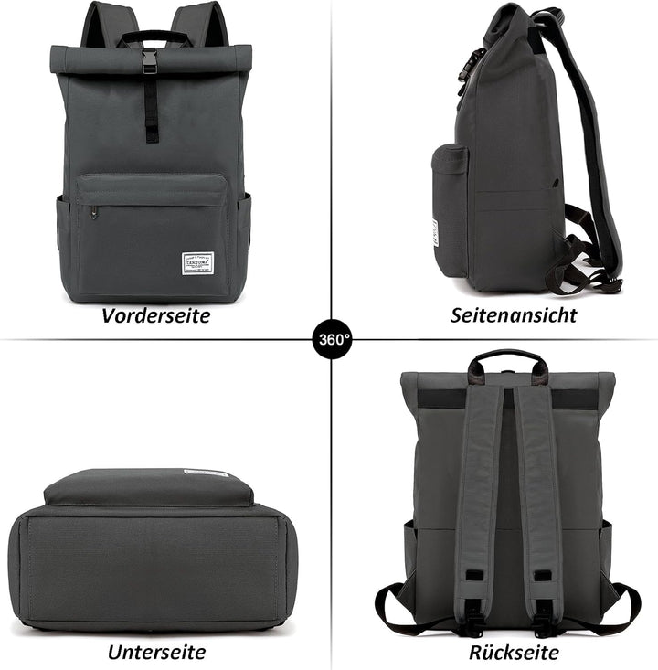TANTOMI Rucksack Damen Herren, Rucksack Laptop Tasche 15,6 Zoll, Laptop Rucksack Damen Herren weit ö
