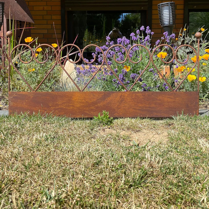 ecosoul Zaun Zaunelement Abgrenzung massiv mit Rasenkante Beetabgrenzung Rankhilfe 80 cm breit x 50