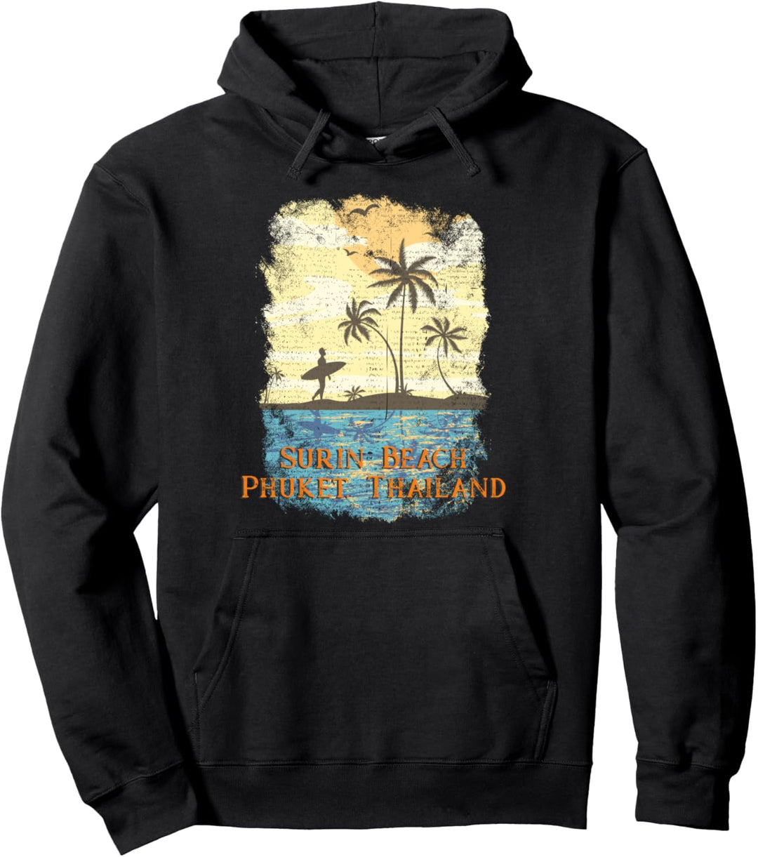 Vintage Tropical Sunset Beach Surin Beach Phuket Pullover Hoodie