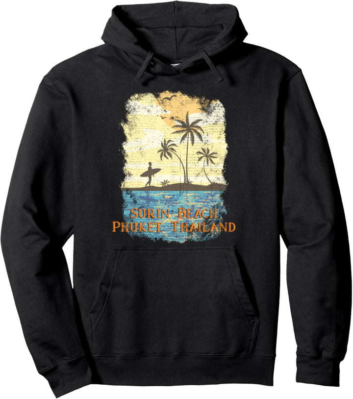 Vintage Tropical Sunset Beach Surin Beach Phuket Pullover Hoodie