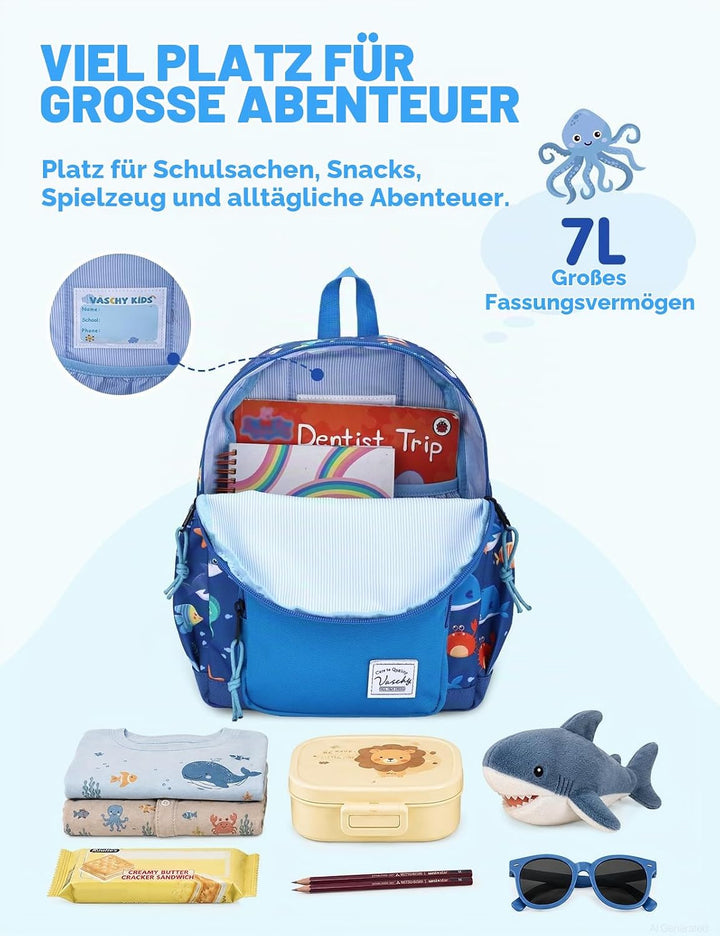 VASCHY Kinderrucksack, leicht, Schulranzen, Mädchen, Jungen, Grundschule, Kindergarten, 4 – 6 Jahre,