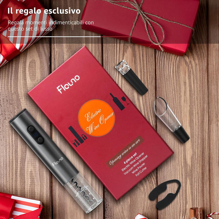 Flauno Elektrischer Korkenzieher, kabellos, professionell, automatischer Weinöffner mit Papierschnei