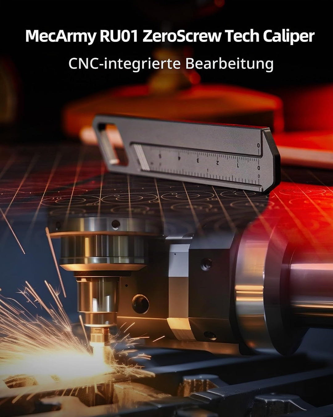 MecArmy RU01 Multifunktionaler Messschieber mit Lineal für Arbeit und Studium, kleiner EDC-Messschie