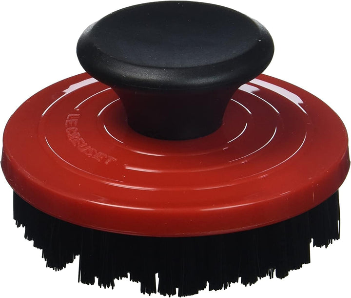 Le Creuset Reinigungsbürste für Grill- und Bratpfannen, Kunststoff, Cerise &amp; Griffüberzug – Ideal fü