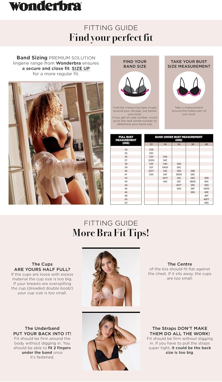 Wonderbra Damen BH (Push-up) 70A Schwarz, 70A Schwarz