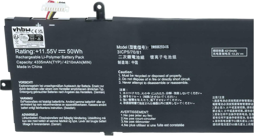 vhbw Akku kompatibel mit Asus ZenBook 14 UX433FN-N5230R, UX433FQ-A5032R, UX433FQ-A5032T Notebook (42