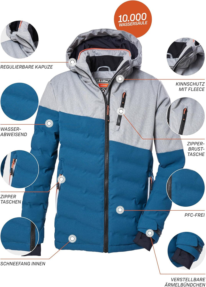 Killtec Jungen Ksw 172 Bys Ski Qltd Jckt Skijacke/Steppjacke mit Kapuze und Schneefang 152 dunkel oz